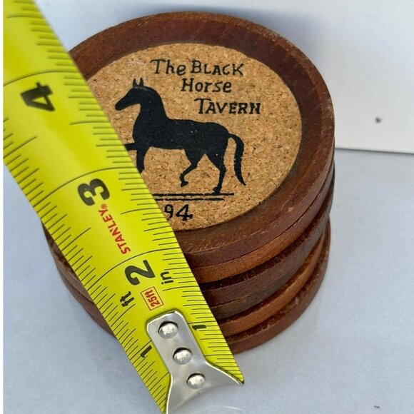 Vintage Set of Six The Black Horse Tavern 1794 Collection Coaster Brown Size 3x3 - Picture 2 of 7